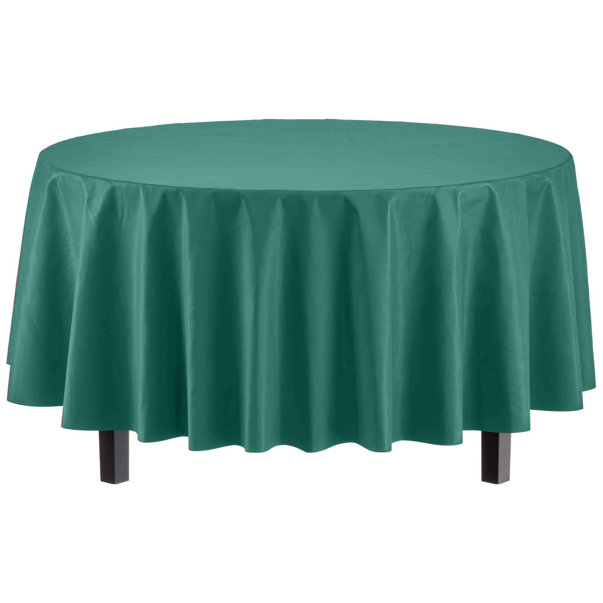 Round Dark Green Plastic Table Covers | 6 Pack