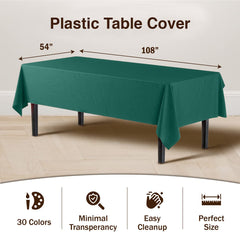 Dark Green Plastic Table Covers | 12 Pack