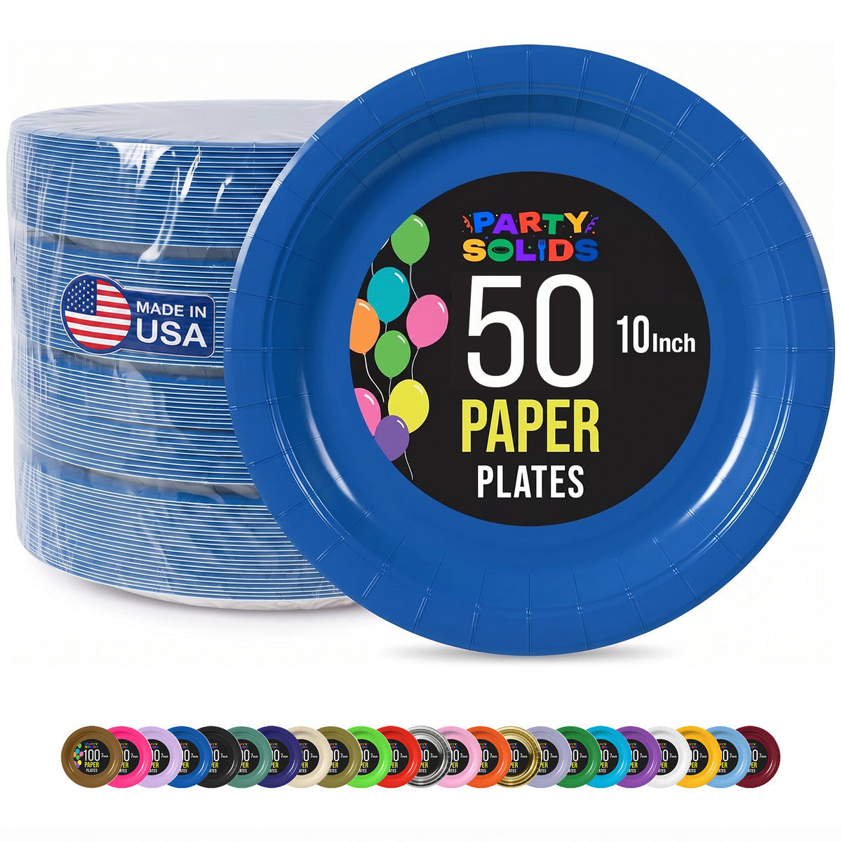 10 In. Dark Blue Paper Plates - 50 Ct.