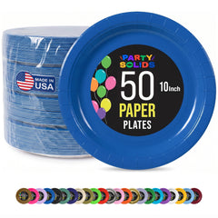 10 In. Dark Blue Paper Plates - 50 Ct.