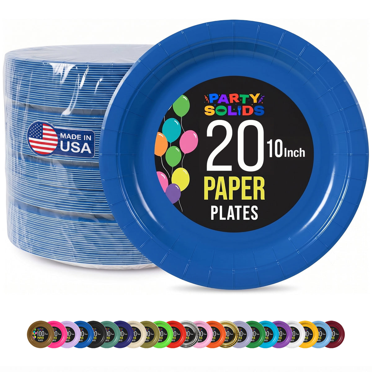 10 In. Dark Blue Paper Plates - 20 Ct.