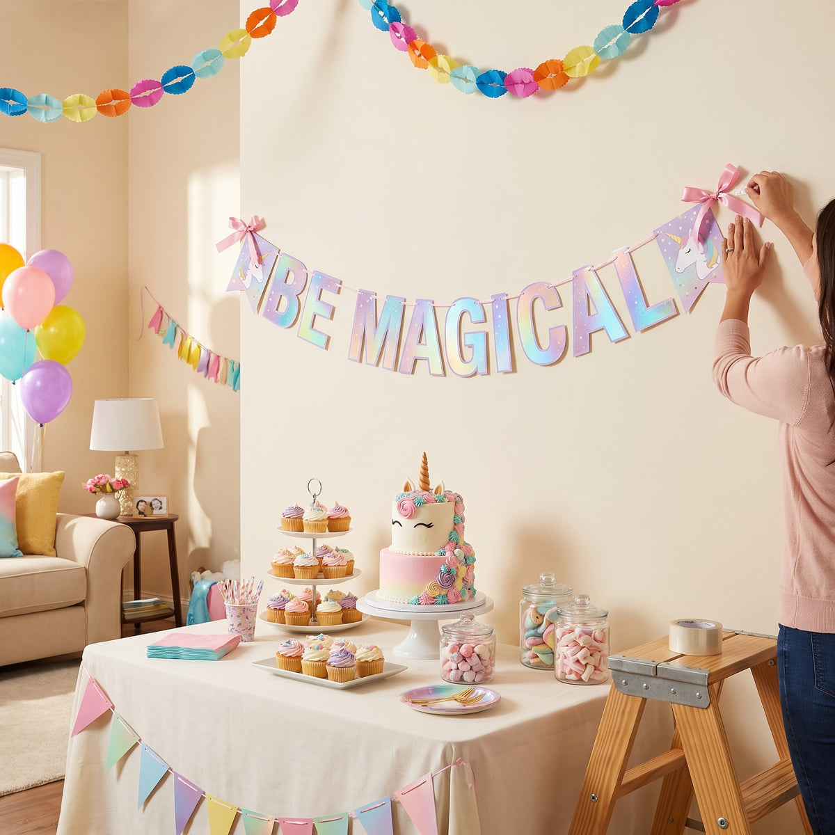 Enchanted Unicorn "Be Magical" Cardstock Banner - 12 ft