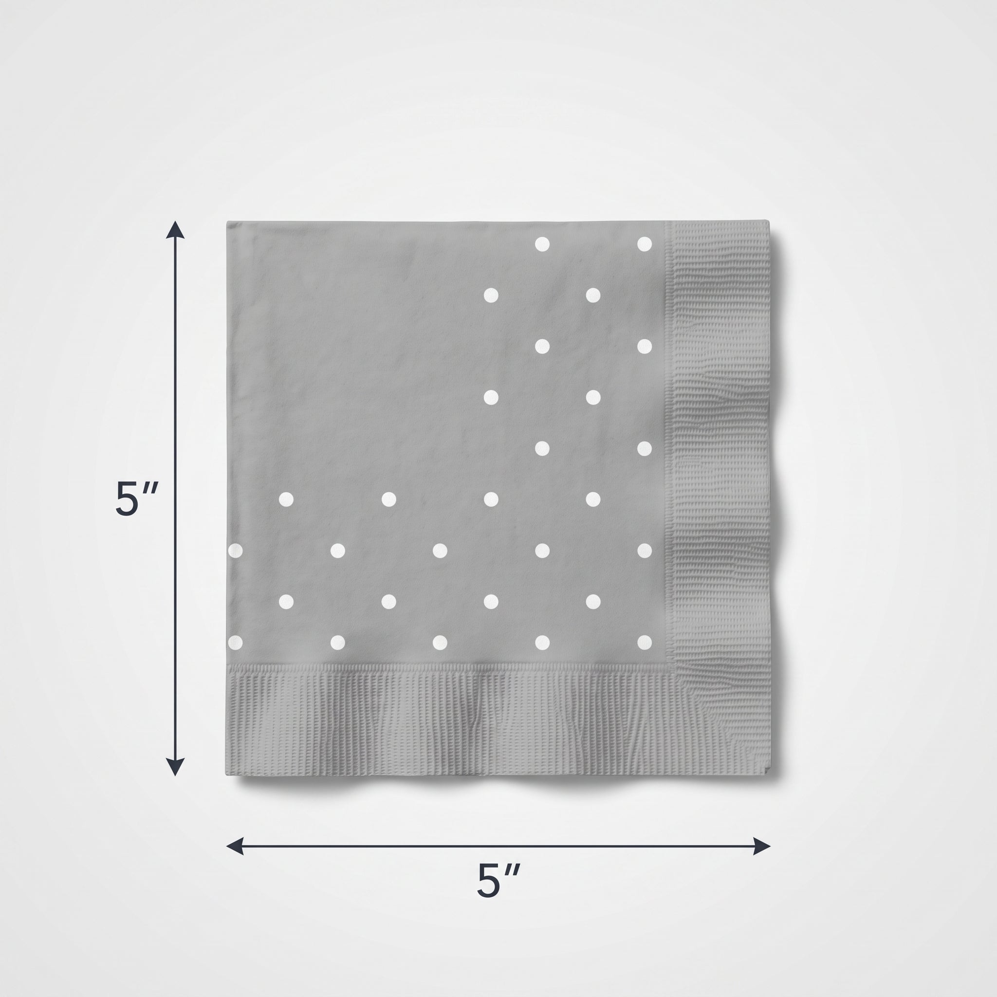 Sophisticated Silver Dot Border Beverage Napkins - 5 In. X 5 In.