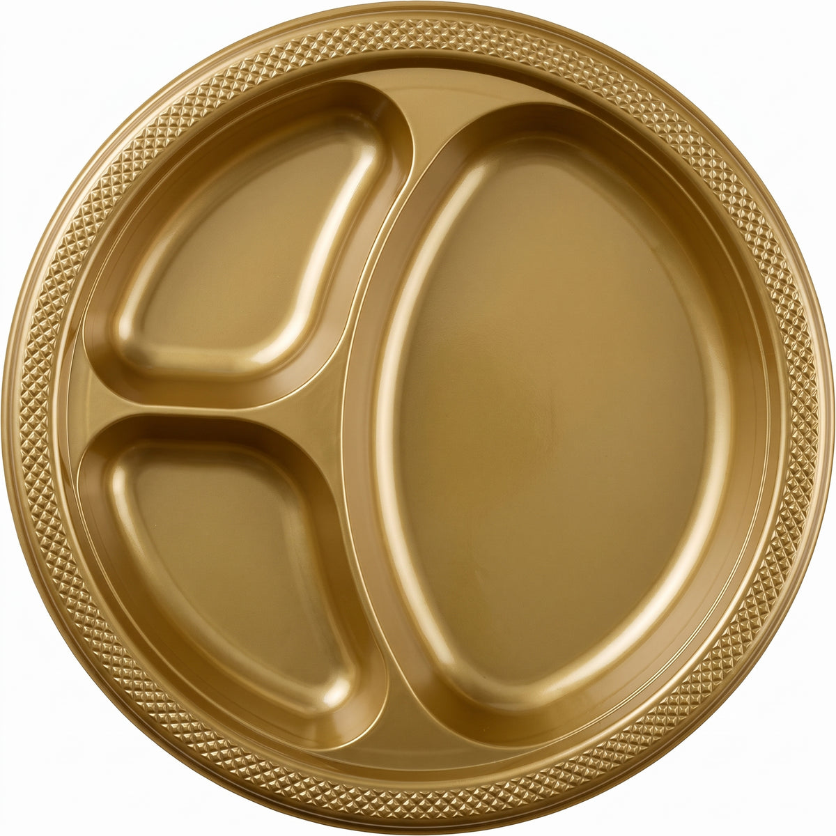 Gold Divided Plastic Dinner Plates, 10.25", 20-Pack