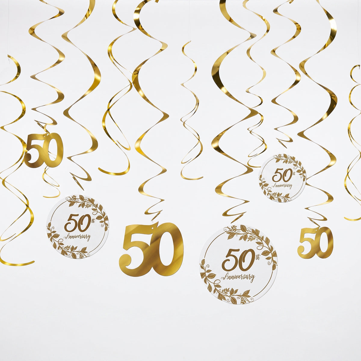Golden 50th Anniversary Swirl Decorations Value Pack