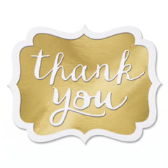 Elegant Gold "Thank You" Stickers - 50 Pack