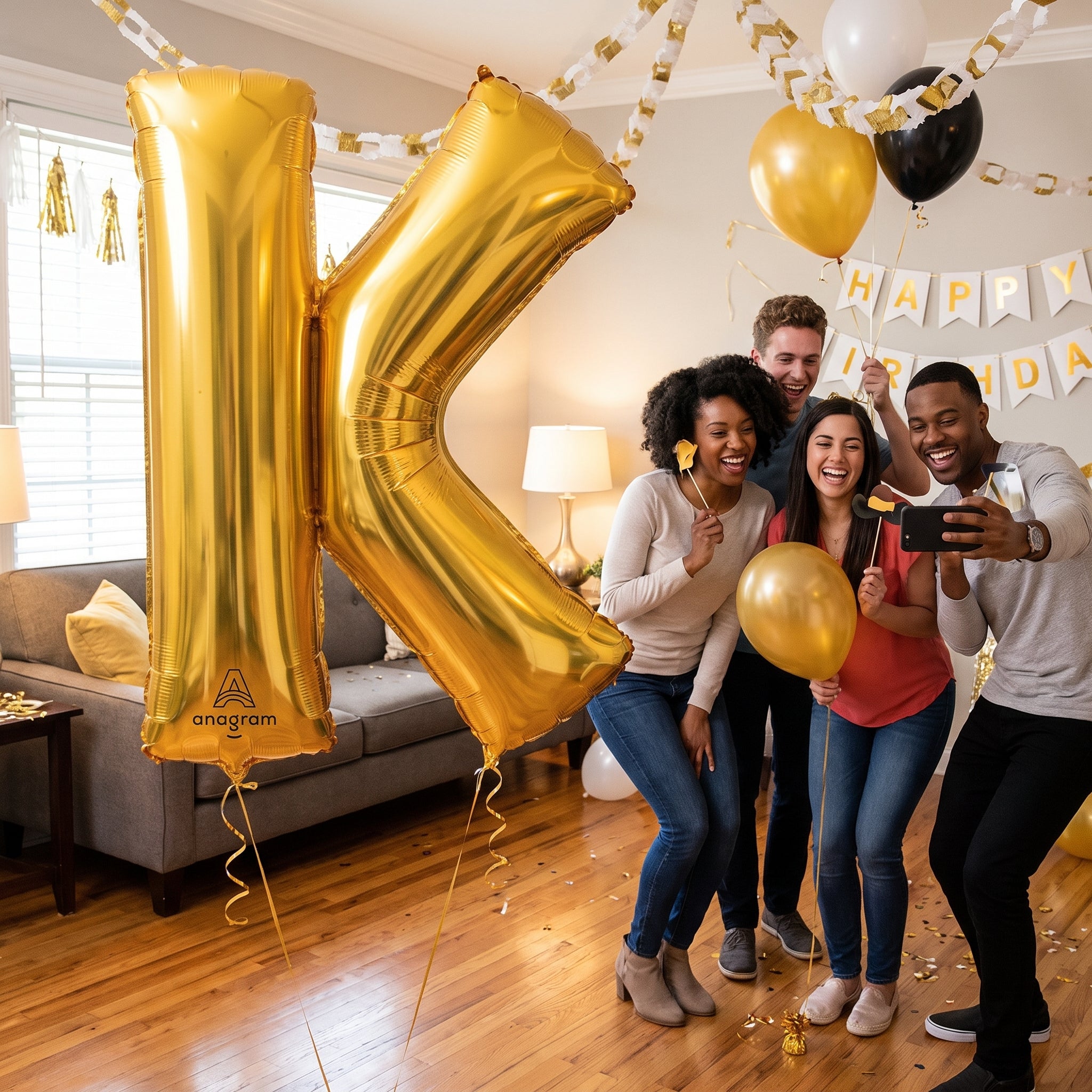 Gold Letter K Foil Super Shape Balloon