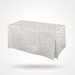 Gold Star Flannel-Backed Vinyl Fitted Tablecloth for Birthdays