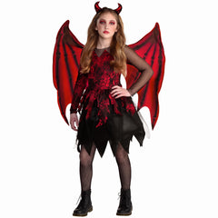 Girls' Daredevil Halloween Costume with Wings and Horns