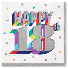 Here's to 18 Birthday Beverage Napkins - 16 Count - 5 In. X 5 In.