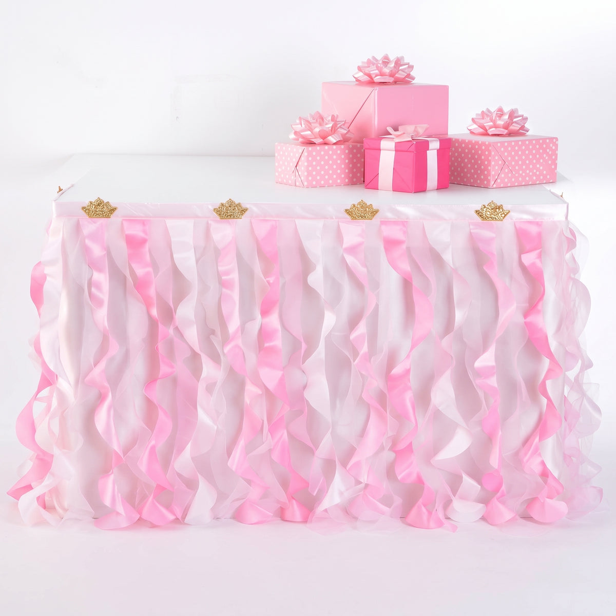 Disney Princess Fabric Table Skirt with Pink Ruffles