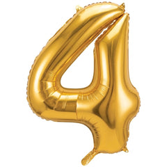 Gold Number "4" SuperShape Foil Balloon | 34"