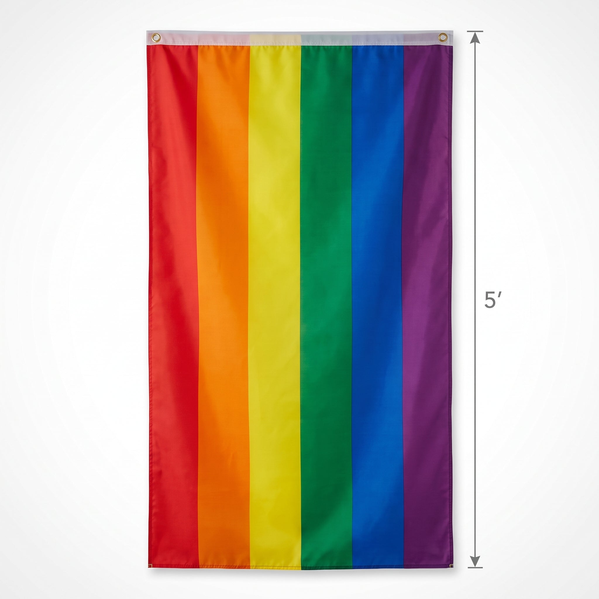 Vibrant 5-ft Rainbow Pride Flag with Grommets