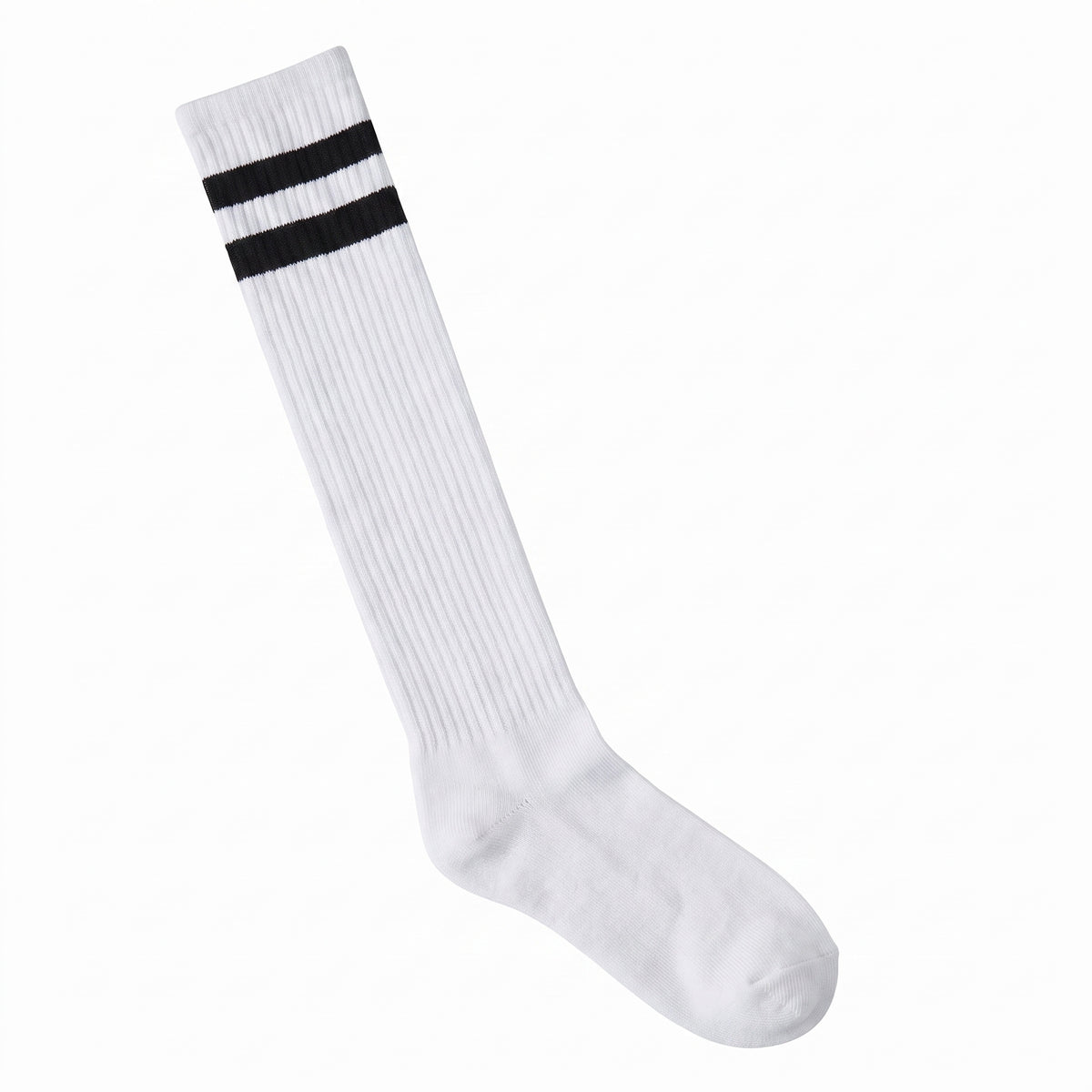 White with Black Stripes Knee-High Athletic Socks