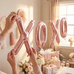 Rose Gold Script Letter "X" Balloon - 8-Inch Air-Filled Foil