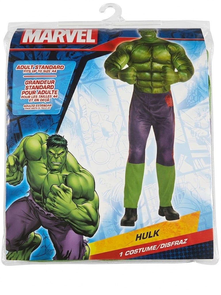Classic Hulk Costume for Men - Marvel Halloween Collection - Adult One Size (Up to Size 44)
