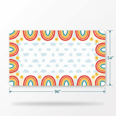 Retro Rainbow Plastic Table Cover for Kids' Parties