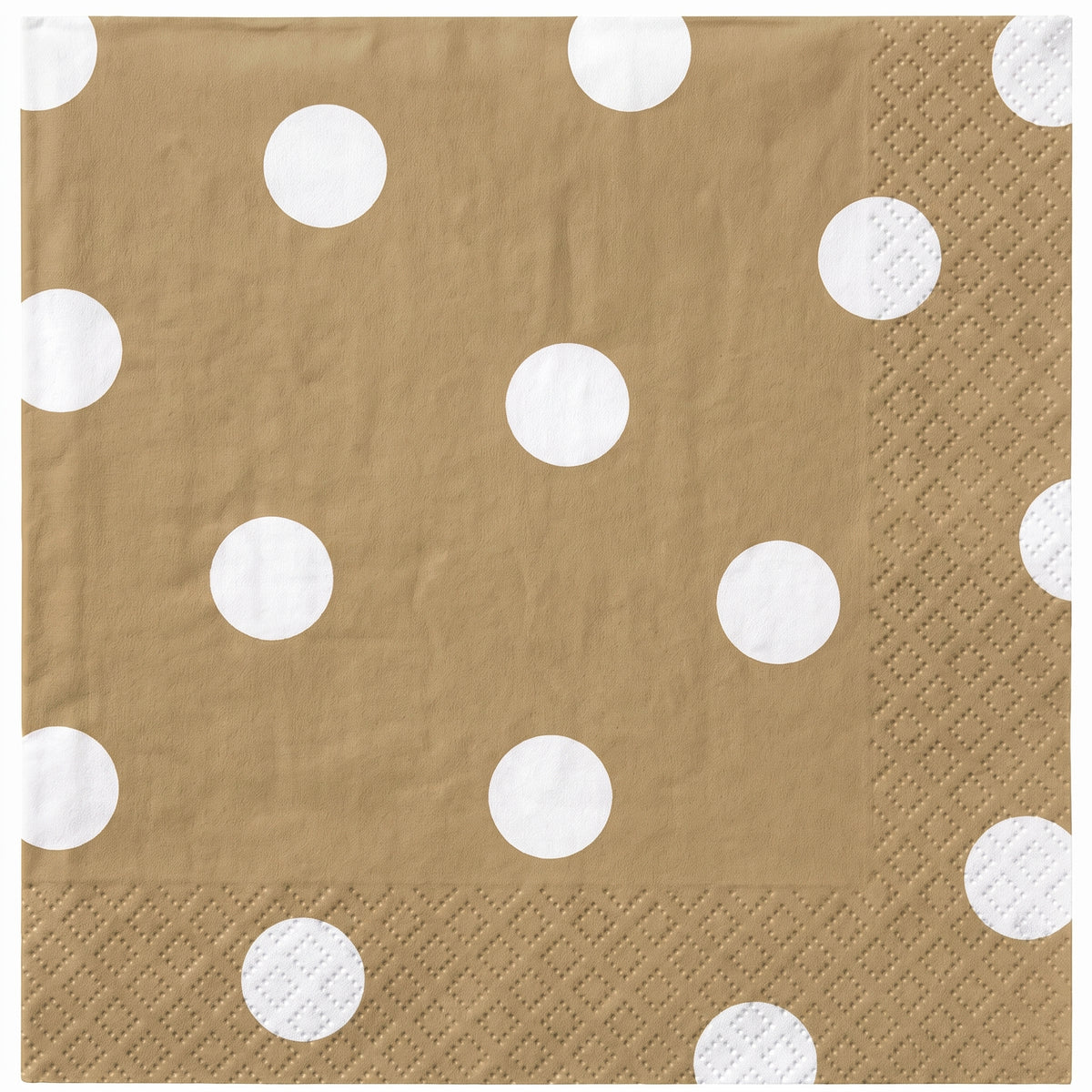 Gold Dot Border Beverage Napkins - Printed Ensemble - 5 In. X 5 In.