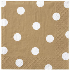 Gold Dot Border Beverage Napkins - Printed Ensemble - 5 In. X 5 In.