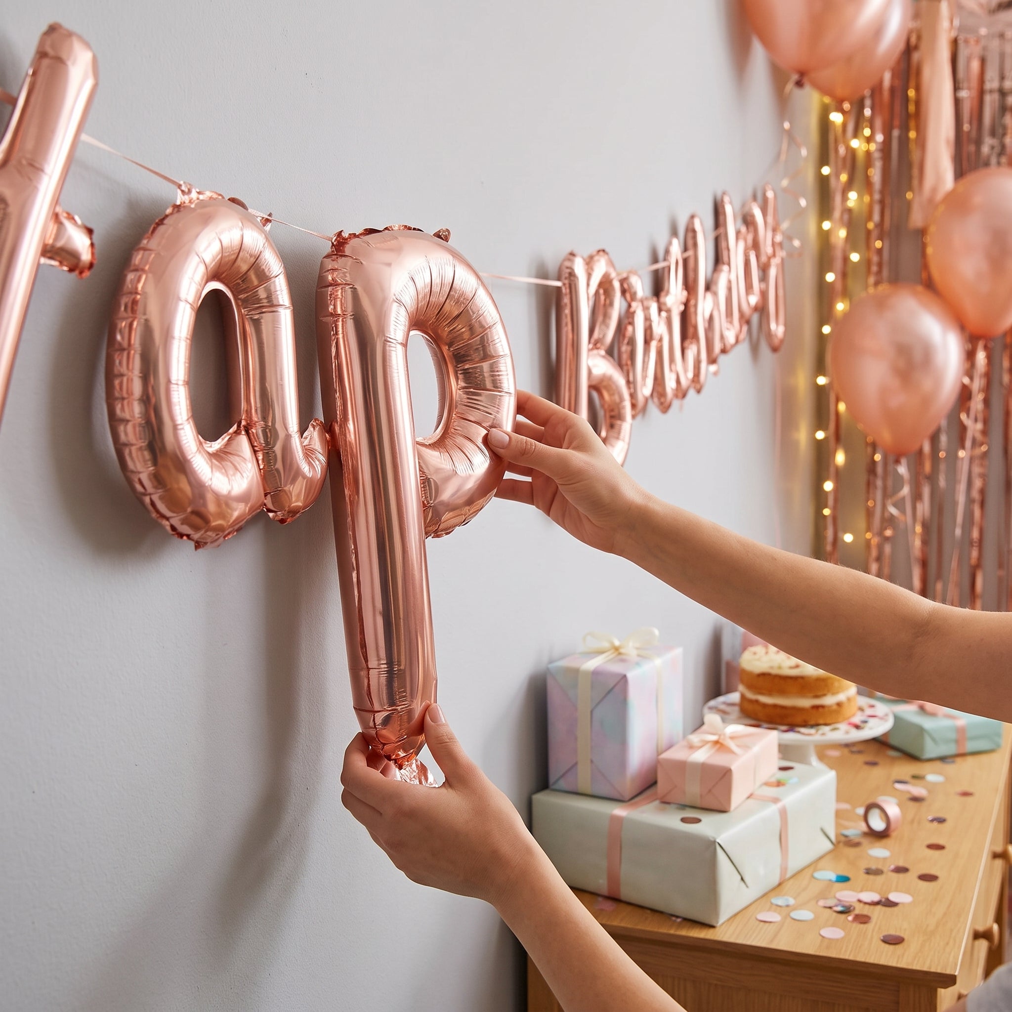 Rose Gold Script Letter "P" Foil Balloon - 8-Inch Air-Filled Decor
