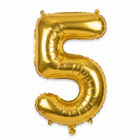 Gold Number "5" Foil Balloon | 16" Air-Filled