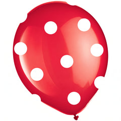 Red & White Polka Dot 12" Latex Balloons