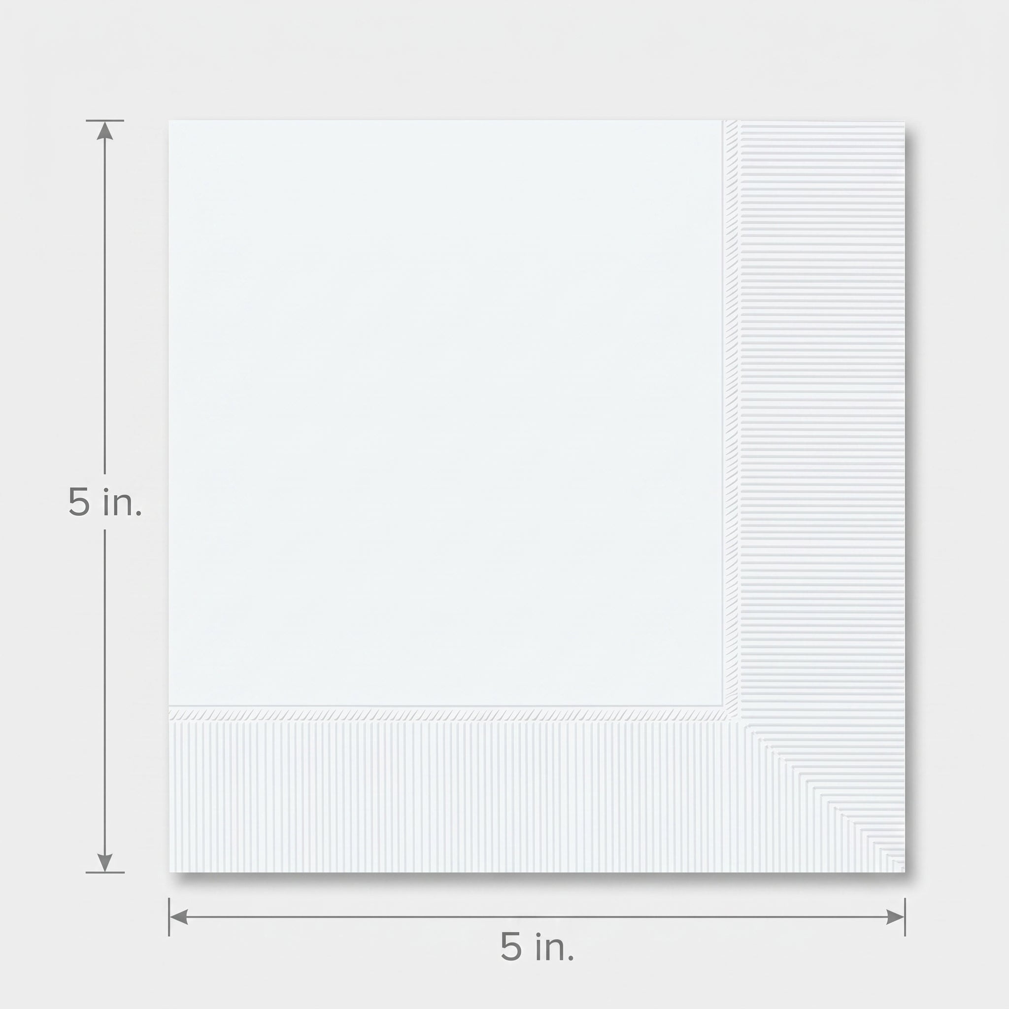 Classic White Beverage Napkins - Solid Color - 5 In. X 5 In.
