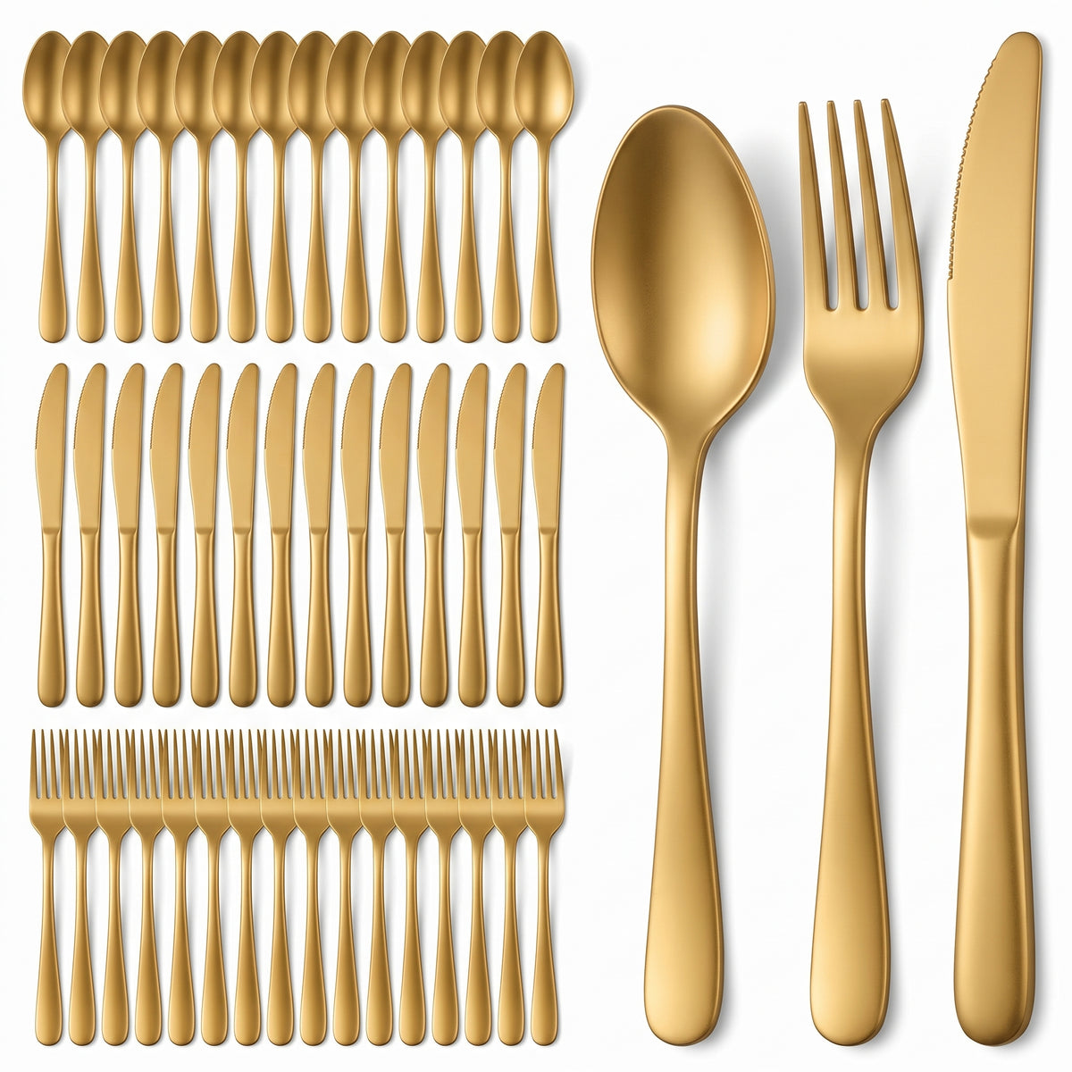 Gold Plastic Cutlery Set - 64 Piece Assortment - 7.5 in.