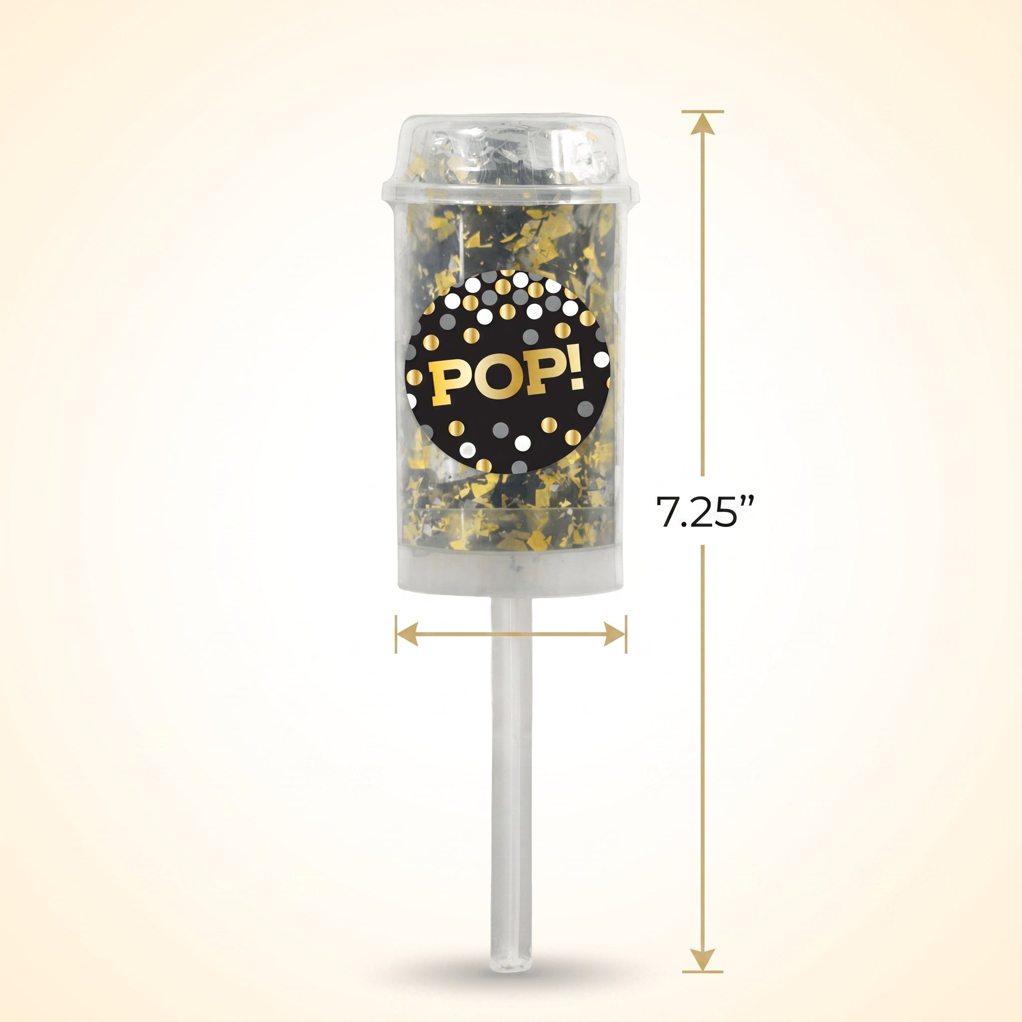 "Pop!" Metallic Confetti Poppers - Black, Gold & Silver, 2-Pack