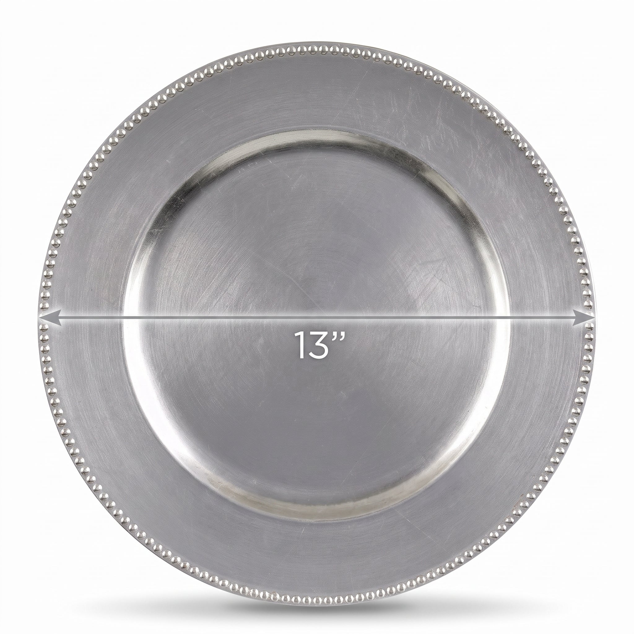 Premium Silver Plastic Charger Plates - 13" Round, Set of 4