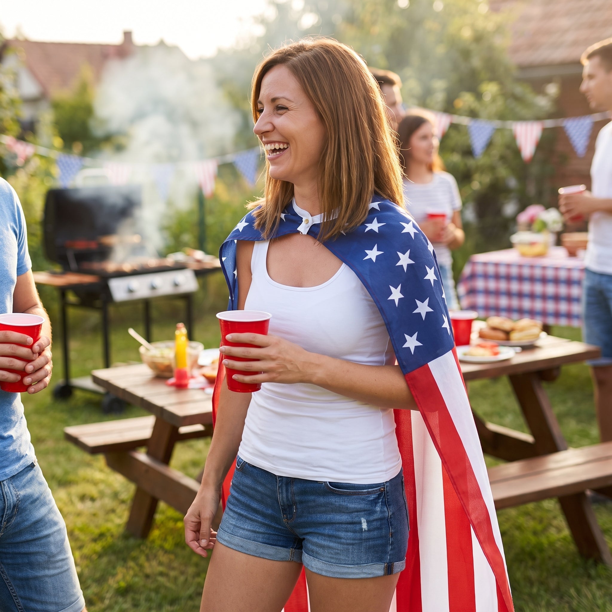 Patriotic Red, White & Blue Team Spirit Cape