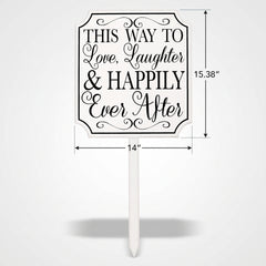 "This Way to Happily Ever After" Wedding Yard Stake Sign