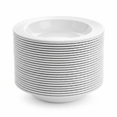 Elegant 7.5" White Premium Plastic Dessert Plates - Pack of 32