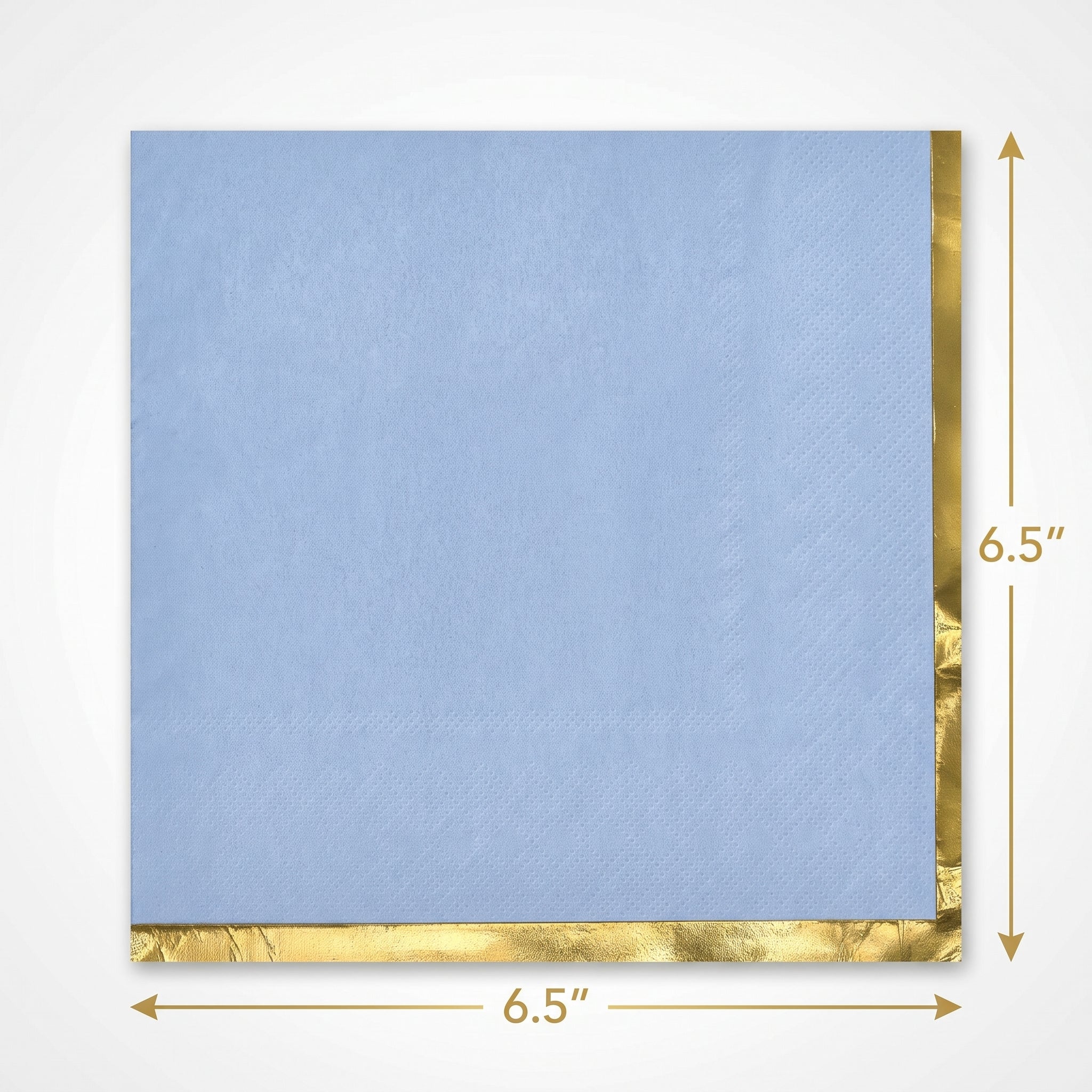Elegant Blue Luncheon Napkins - 6.5 In. x 6.5 In. with Hot Stamped Gold Edge
