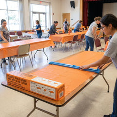 Orange Plastic Table Cover Roll with Slide Cutter - 54 in x 126 ft
