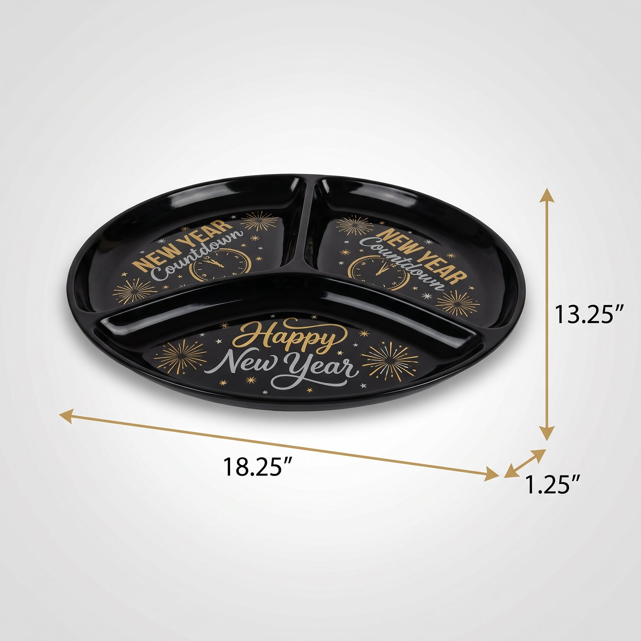 New Year's Eve Black & Gold Sectional Serving Platter