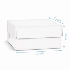 White Square Cake Box - 10x10x5 Inches