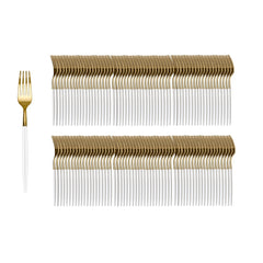 Trendables Forks Ivory/Gold | 20 Count