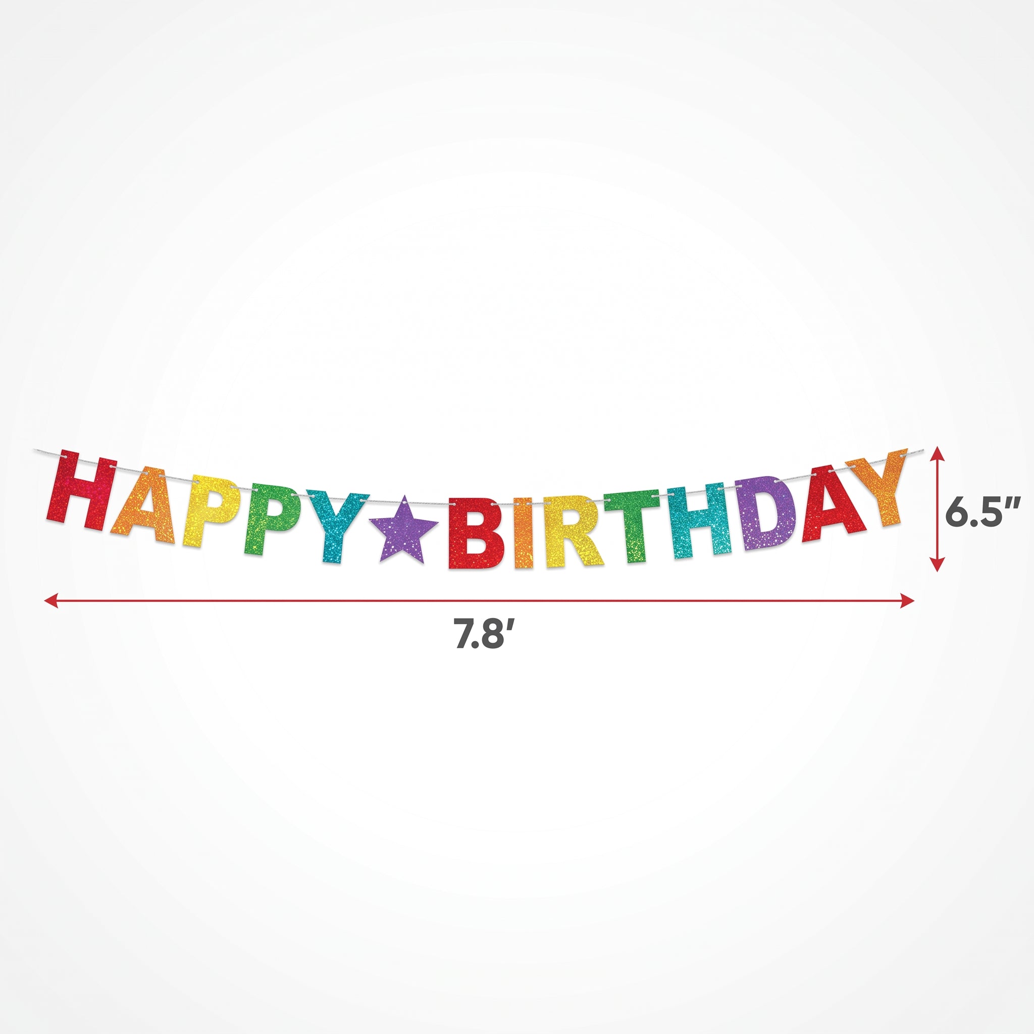 Prismatic Rainbow "Happy Birthday" Letter Banner