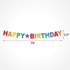 Prismatic Rainbow "Happy Birthday" Letter Banner