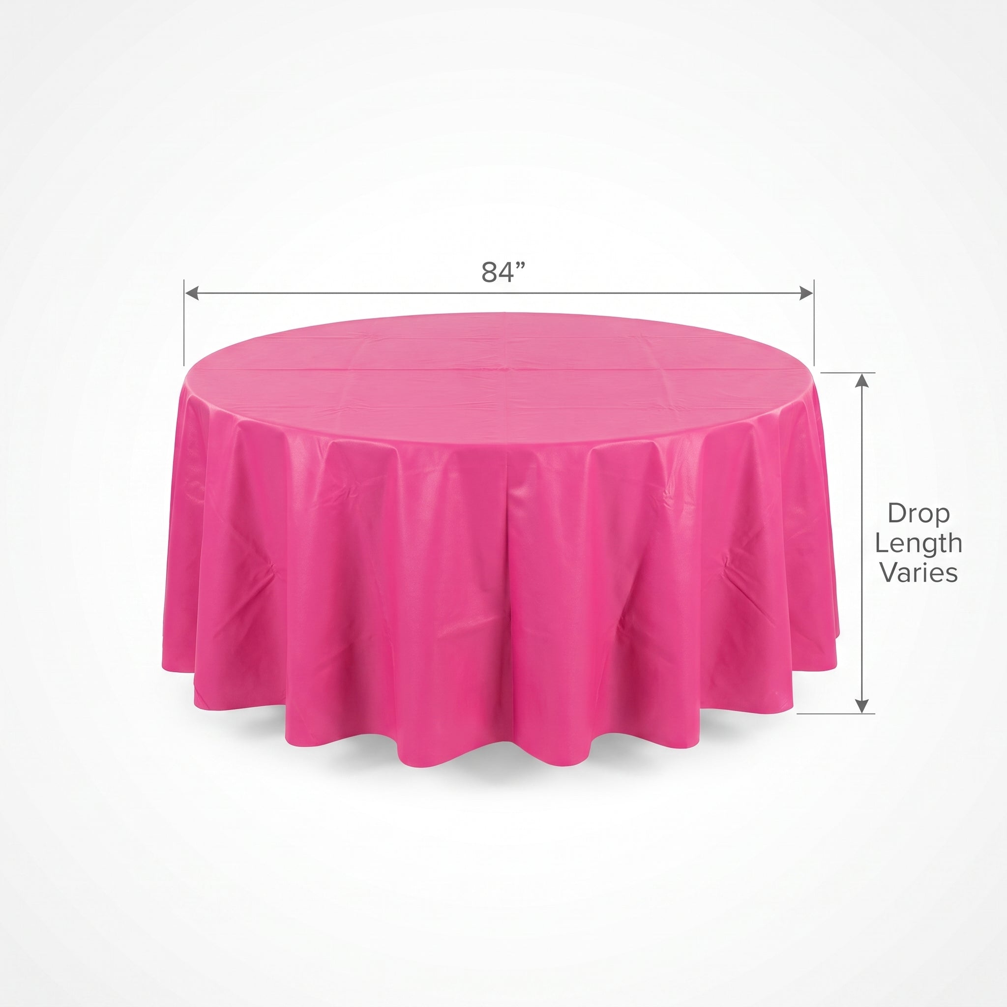 Bright Pink Flannel Backed Round Table Cover - 84 Inches