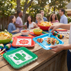 Viva la Party Fiesta Square Dessert Plates, 7-Inch, 20-Pack - 7 in.
