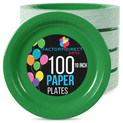 10 In. Emerald Green Paper Plates | 100 Count