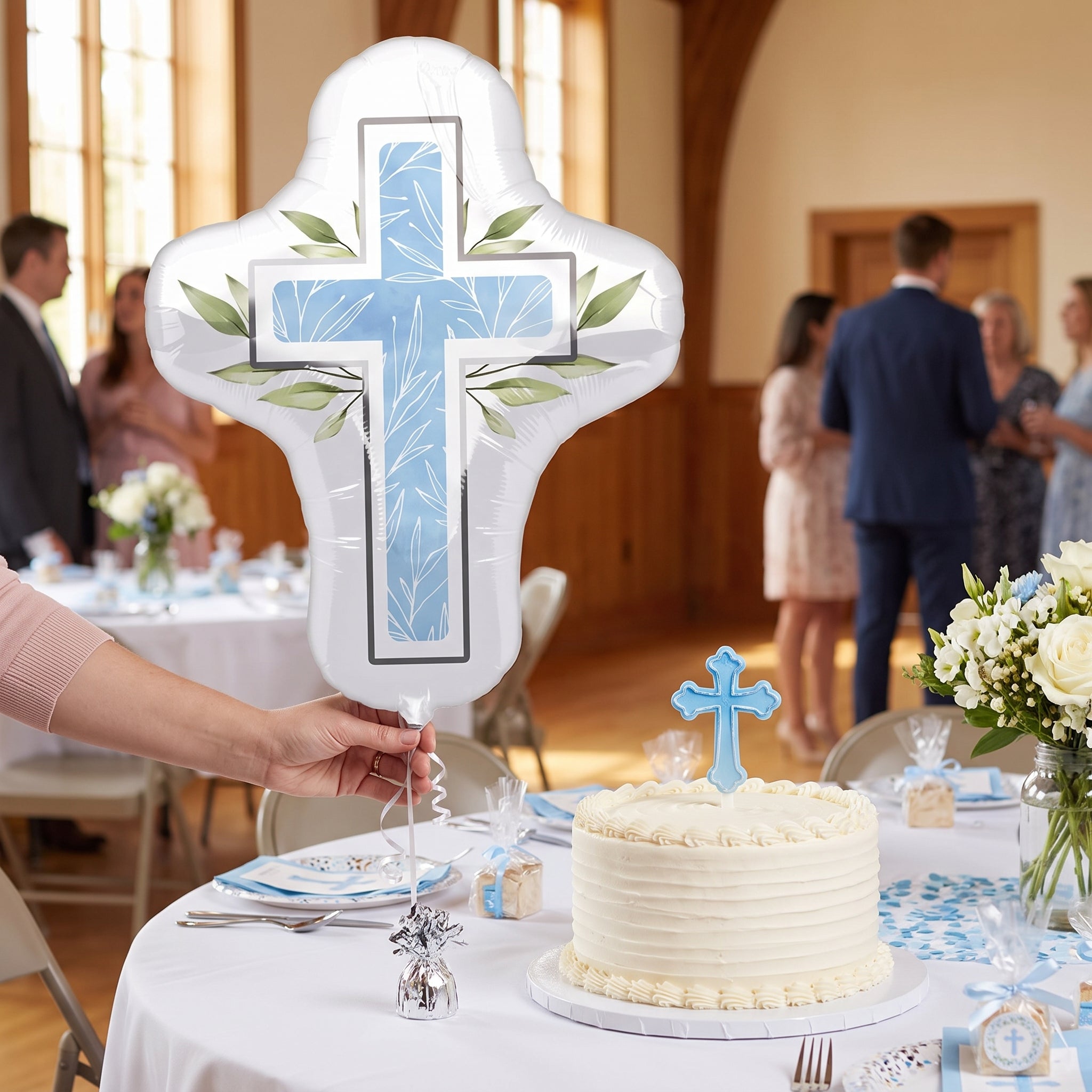My First Communion Blue Metallic Balloon