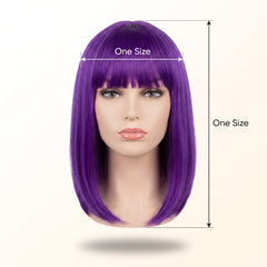 Vibrant Purple Long Bob Wig - Perfect for Team Spirit & Costume Fun