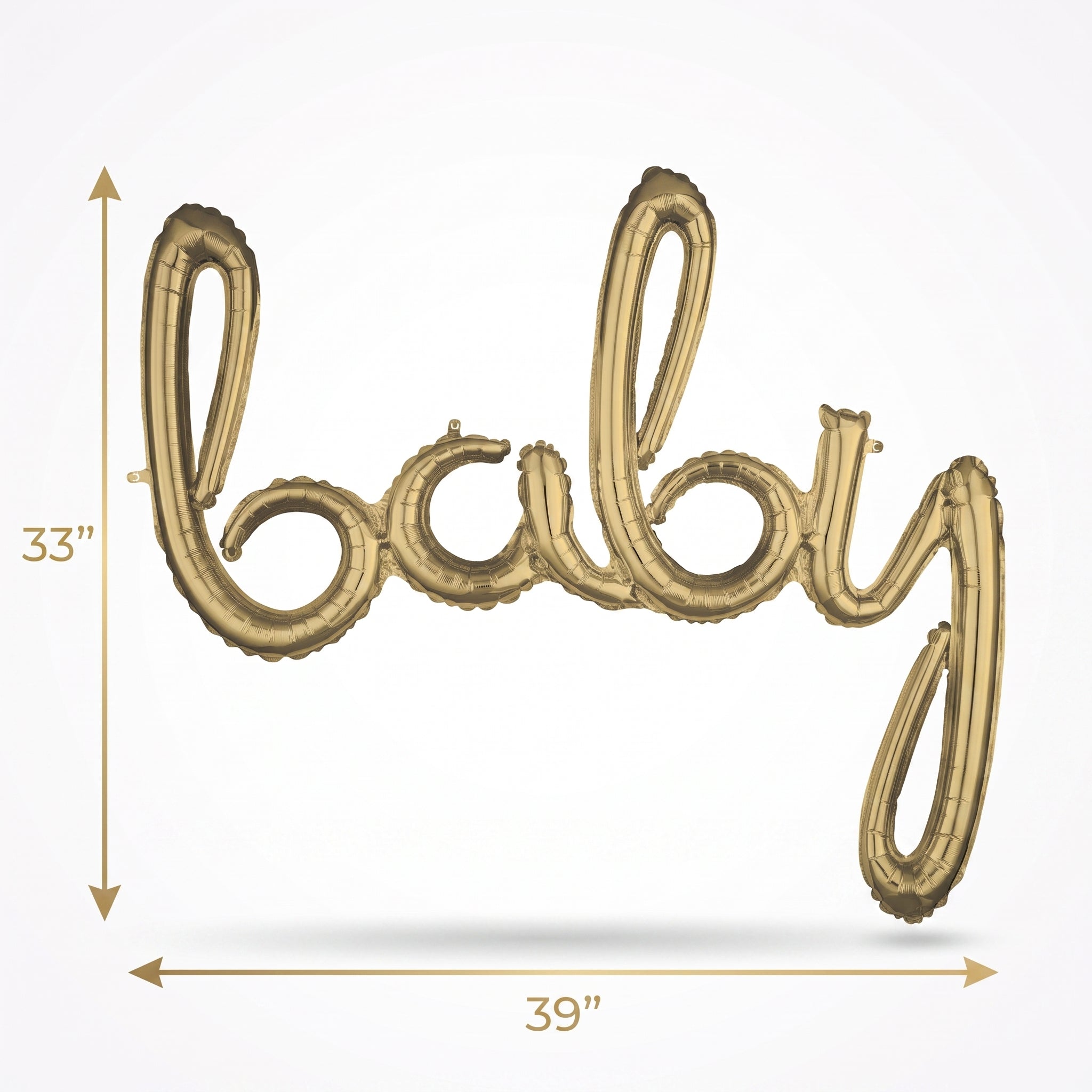 Gold Script "Baby" Air-Filled Foil Balloon