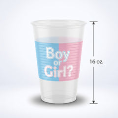 "Boy or Girl?" 16oz Gender Reveal Party Cups