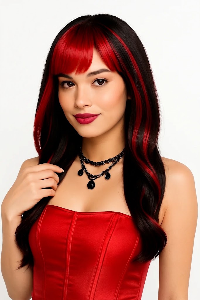 Enchantress Red & Black Halloween Wig
