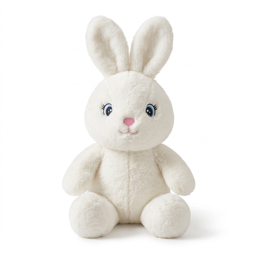 Charming White Plush Bunny - 9.5" Easter Decor