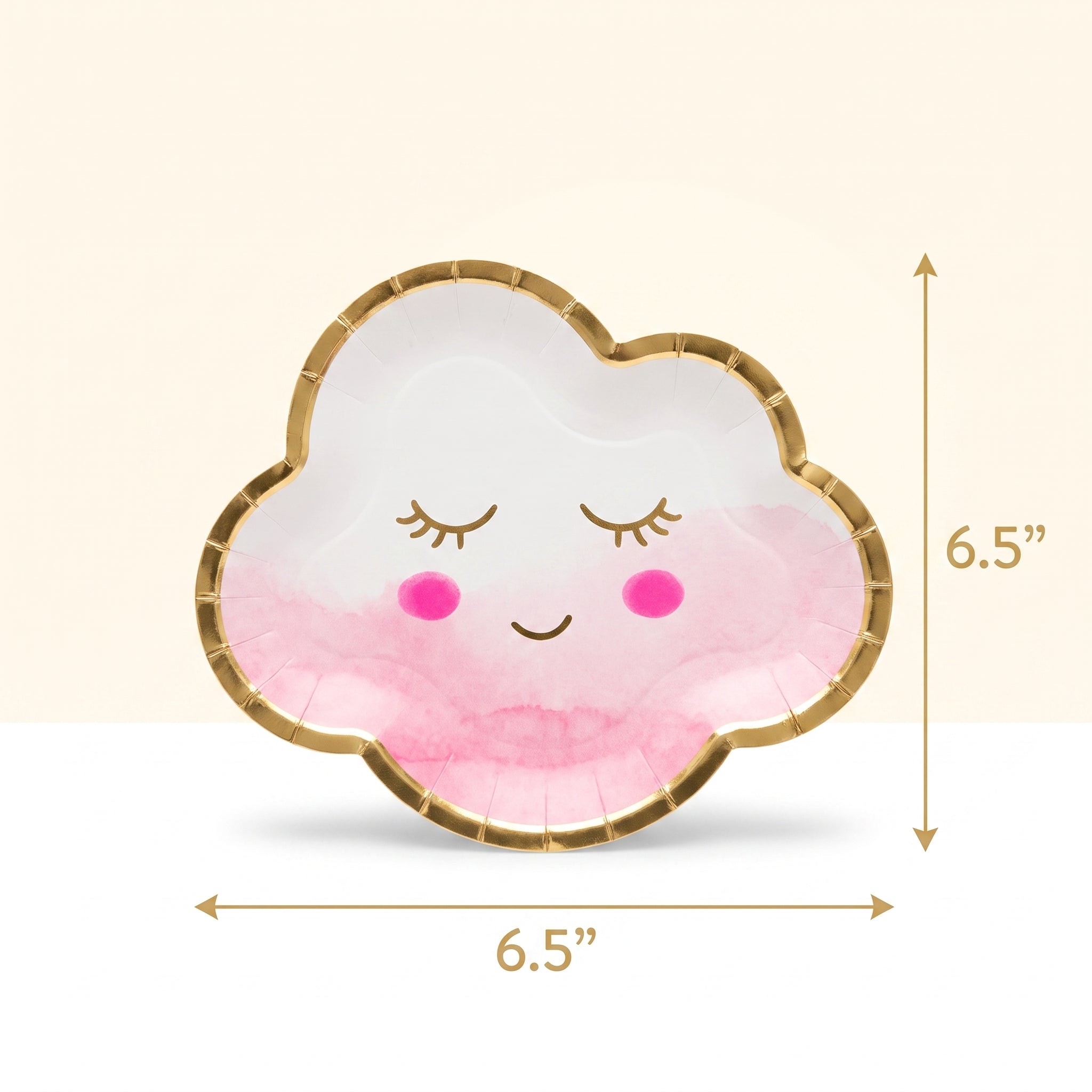 Oh Baby Cloud Pink and Gold Metallic Plates - 8 Pack